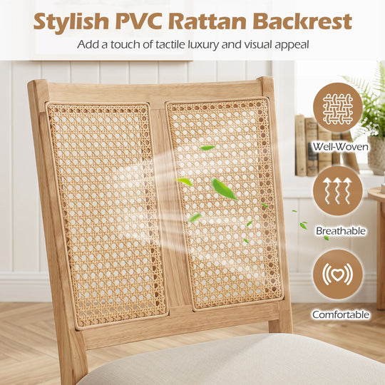 Rattan Dining Chairs Set of 4 with Padded Seats