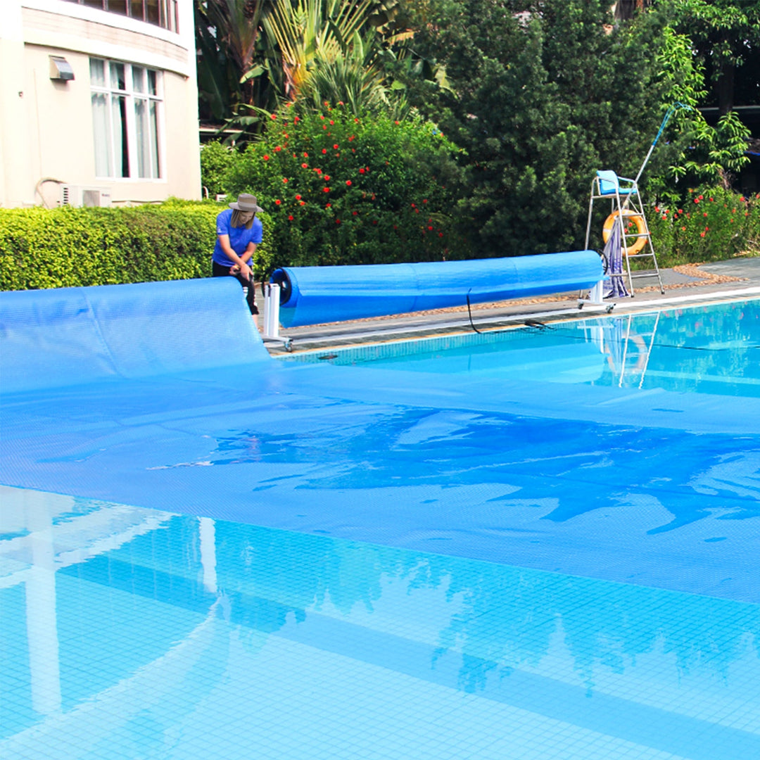 Rectangle Swimming Pool Cover 12-MIL Heat Retaining Pool Solar Blanket with Carrying Bag