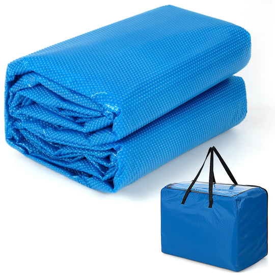 Rectangle Swimming Pool Cover 12-MIL Heat Retaining Pool Solar Blanket with Carrying Bag
