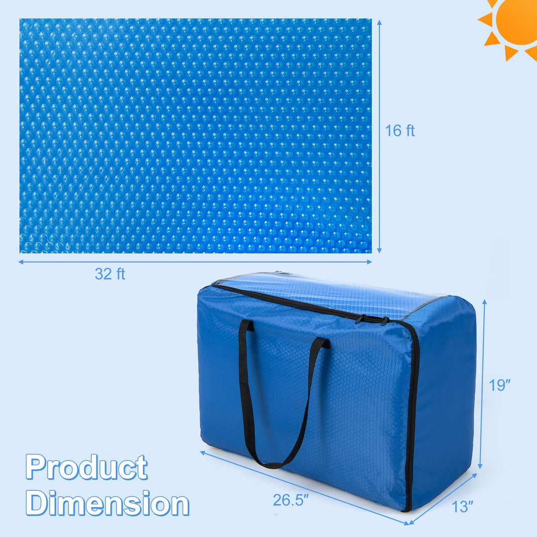 Rectangle Swimming Pool Cover 12-MIL Heat Retaining Pool Solar Blanket with Carrying Bag