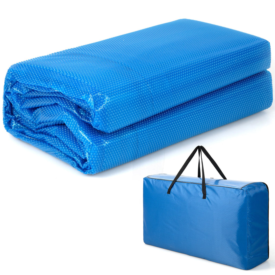Rectangle Swimming Pool Cover 12-MIL Heat Retaining Pool Solar Blanket with Carrying Bag