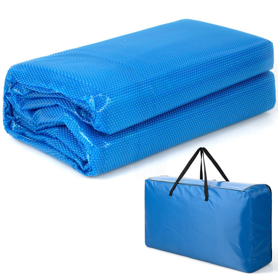 Rectangle Swimming Pool Cover 12-MIL Heat Retaining Pool Solar Blanket with Carrying Bag