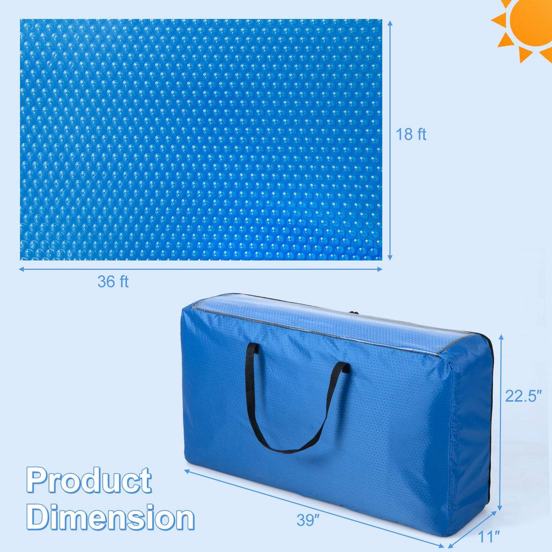 Rectangle Swimming Pool Cover 12-MIL Heat Retaining Pool Solar Blanket with Carrying Bag
