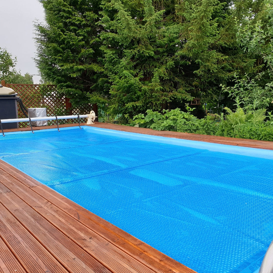 Rectangle Swimming Pool Cover 12-MIL Heat Retaining Pool Solar Blanket with Carrying Bag
