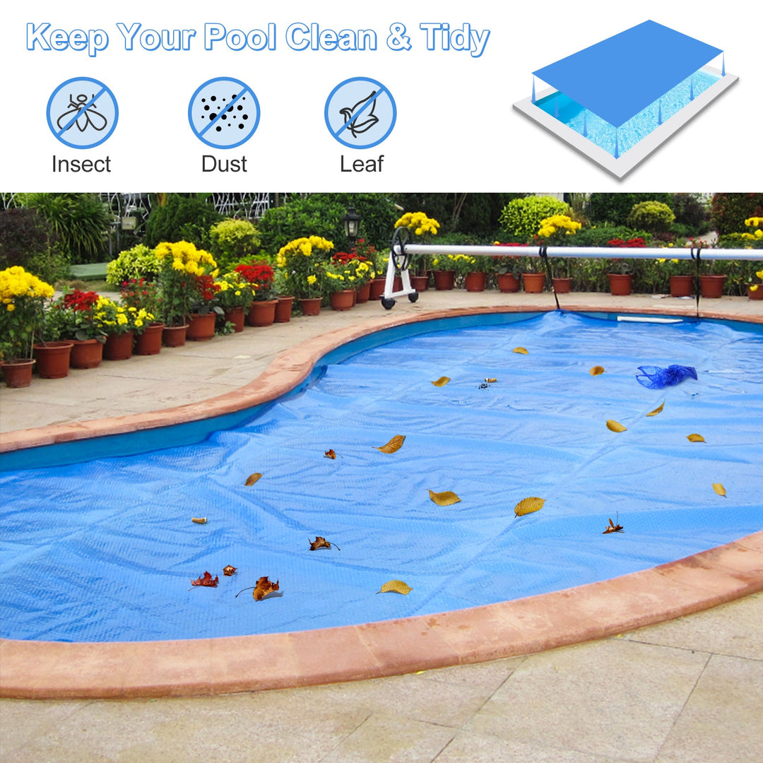 Rectangle Swimming Pool Cover 12-MIL Heat Retaining Pool Solar Blanket with Carrying Bag