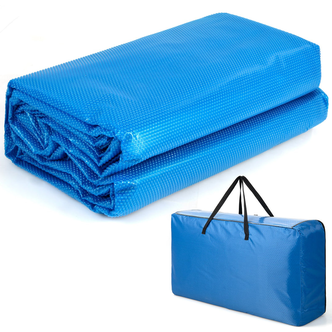Rectangle Swimming Pool Cover 12-MIL Heat Retaining Pool Solar Blanket with Carrying Bag