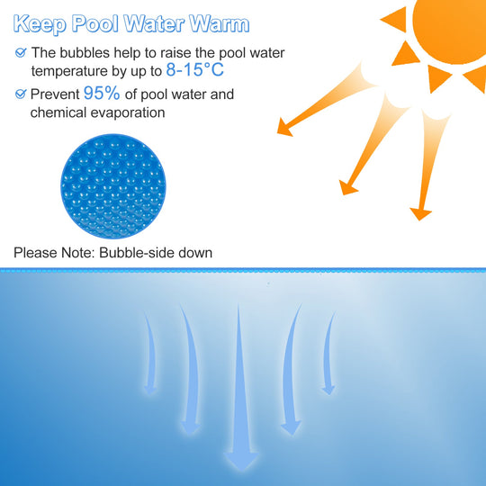 Rectangle Swimming Pool Cover 12-MIL Heat Retaining Pool Solar Blanket with Carrying Bag