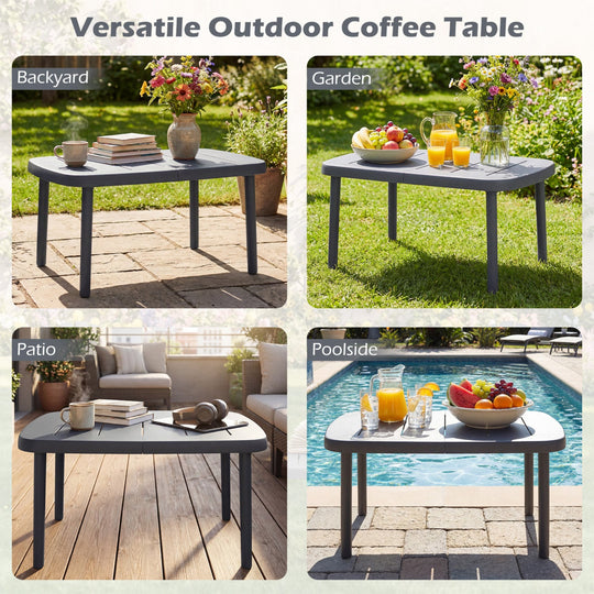 Rectangular Patio Storage Side Table with Aluminum Alloy Rods for Poolside