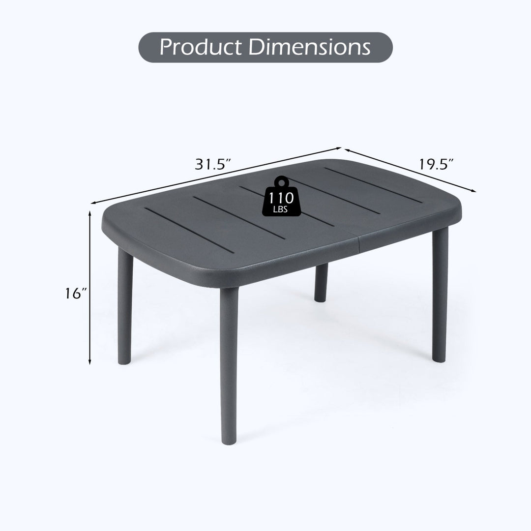 Rectangular Patio Storage Side Table with Aluminum Alloy Rods for Poolside