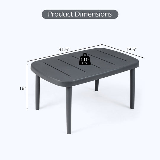 Rectangular Patio Storage Side Table with Aluminum Alloy Rods for Poolside