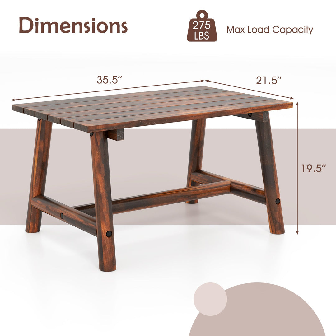 Solid Wood Patio Coffee Table with Slatted Tabletop