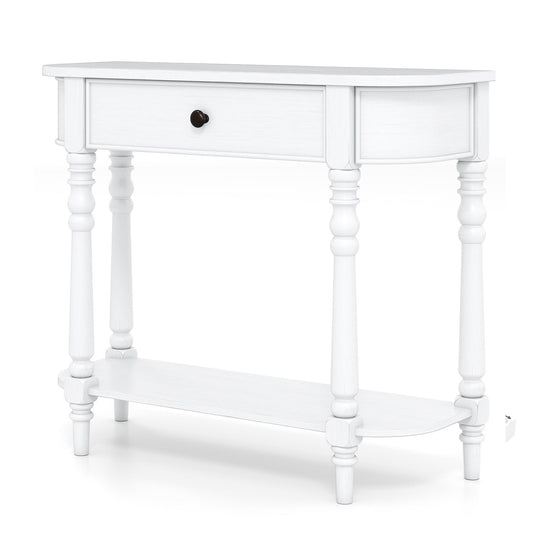 Retro Console Table 36"L Wooden 2-Tier Narrow Behind Couch Foyer Table