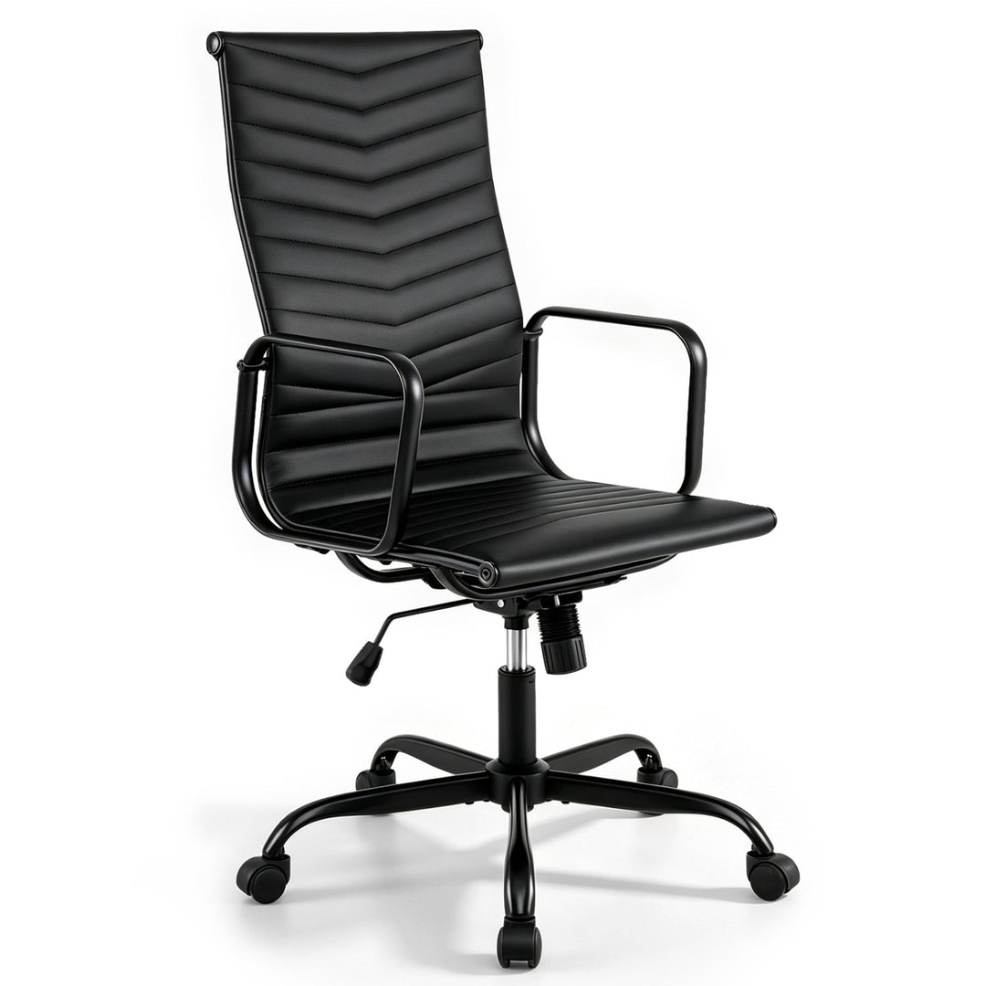 Ribbed High Back Office Chair with Adjustable Height