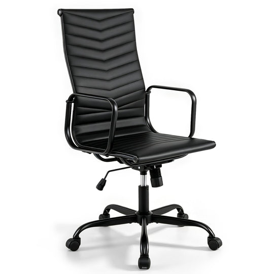Ribbed High Back Office Chair with Adjustable Height