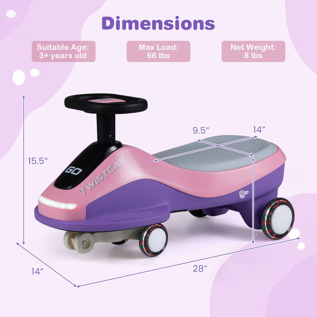 Ride On Car with Flashing Wheels Front Light and Music Speaker for Age 3+ Years Old