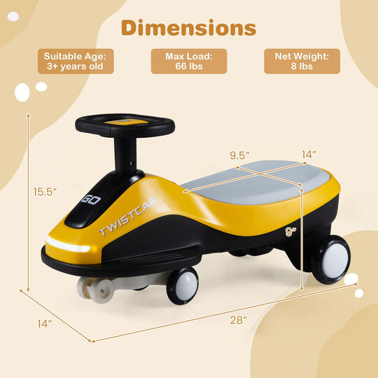 Ride On Car with Flashing Wheels Front Light and Music Speaker for Age 3+ Years Old