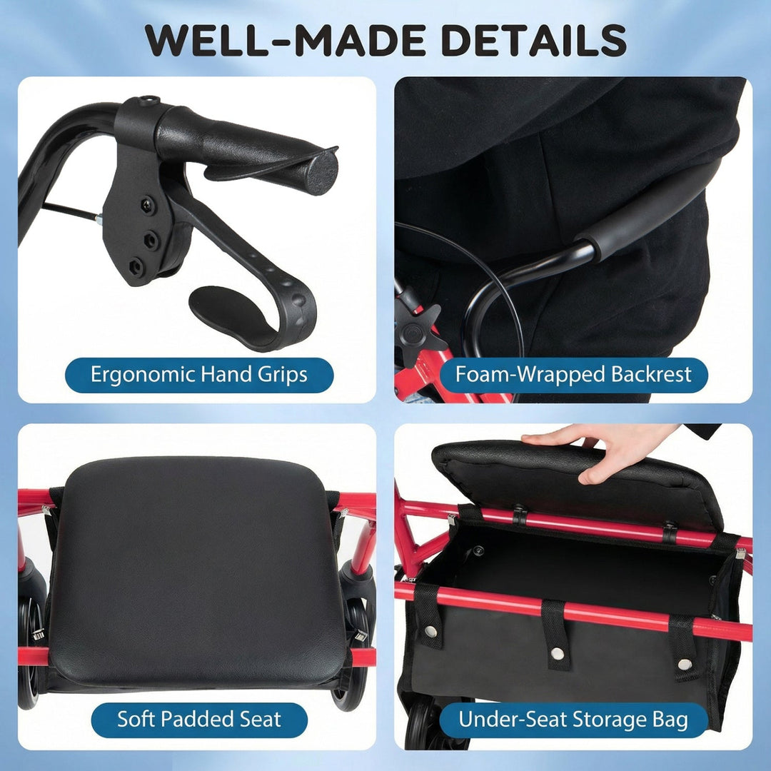 Rollator Walker with Seat and Height Adjustable Handles