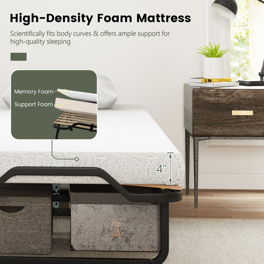 Rollaway Folding Bed with Memory Foam Mattress Made in Italy