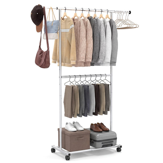 Rolling Clothes Rack Double