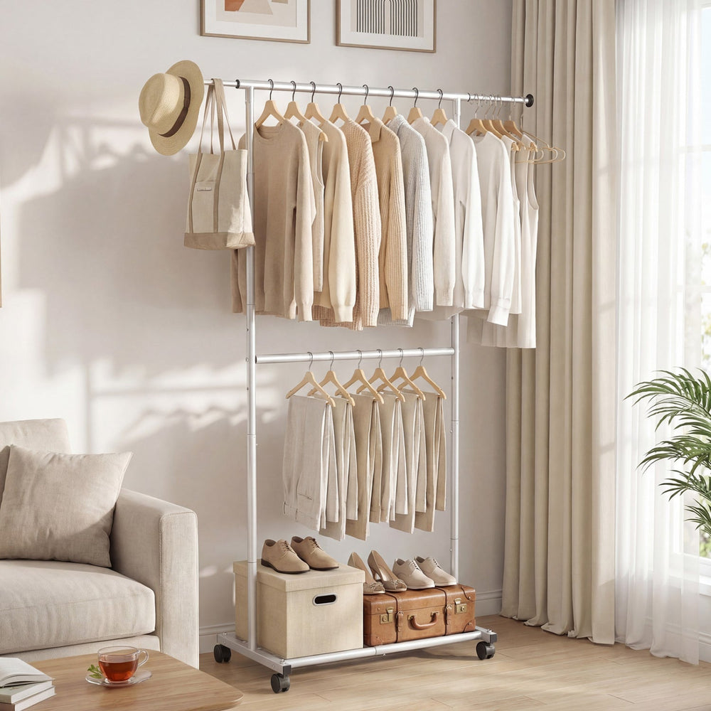 Rolling Clothes Rack Double