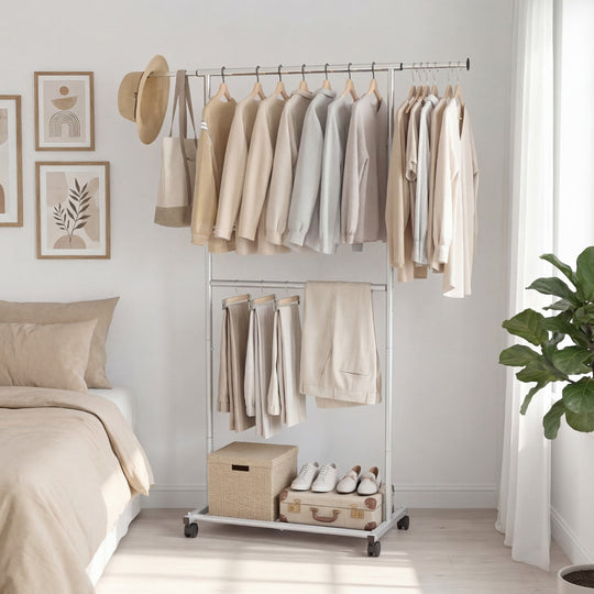 Rolling Clothes Rack Double