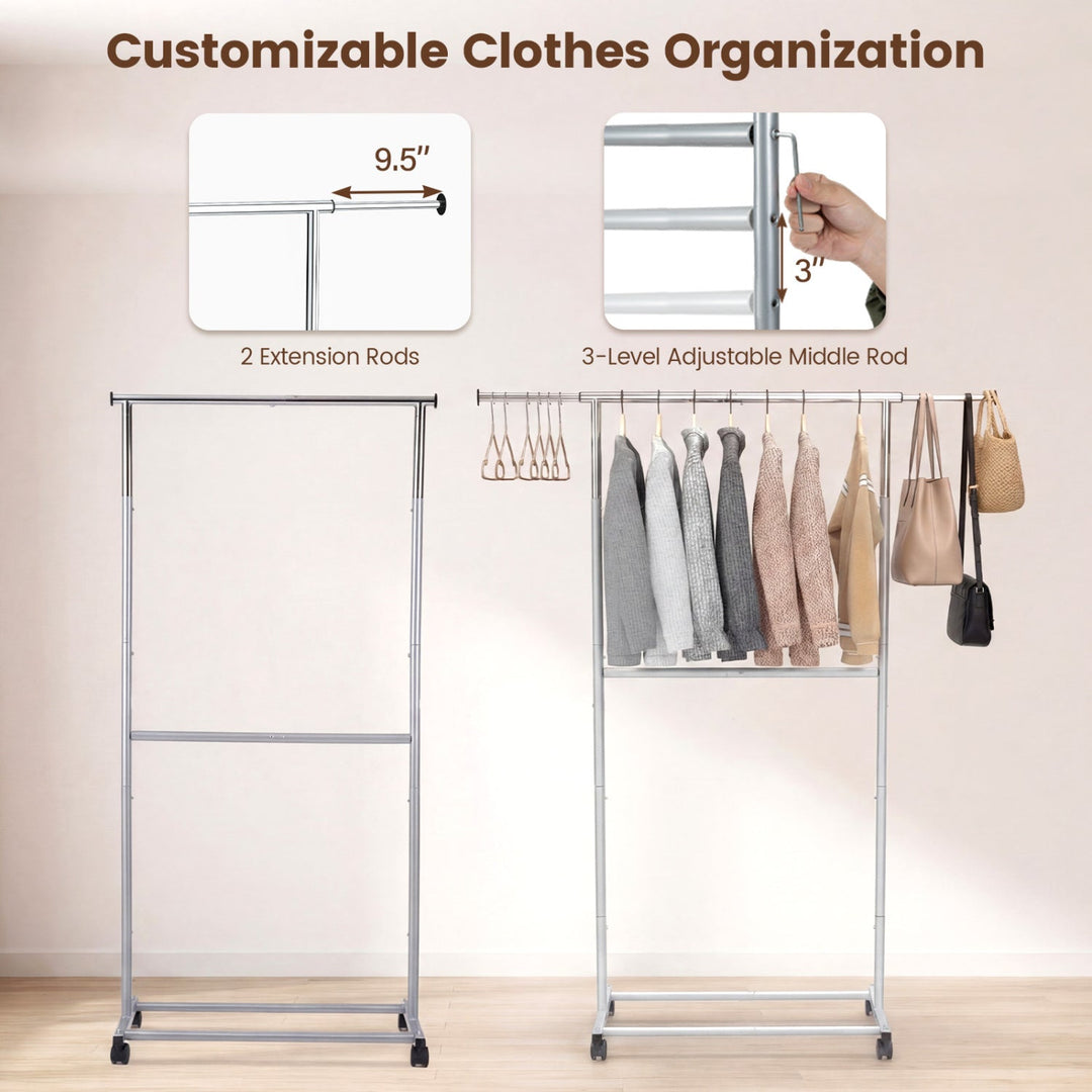 Rolling Clothes Rack Double