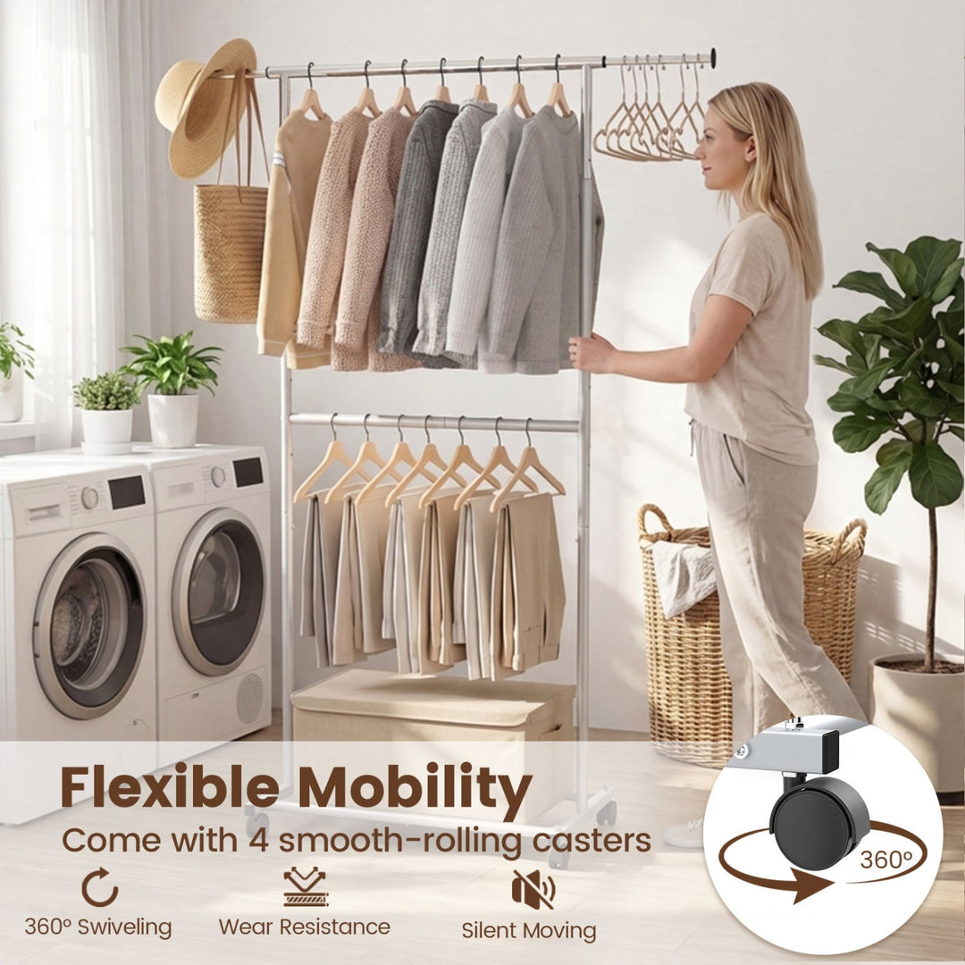 Rolling Clothes Rack Double
