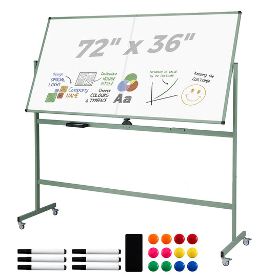 Rolling Double-Sided Magnetic Whiteboard on Wheels with Stand and Aluminum Alloy Frame