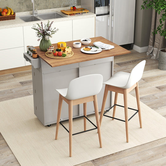 Acacia Wood Outdoor Grill Table with Faux Marble Top and Drop