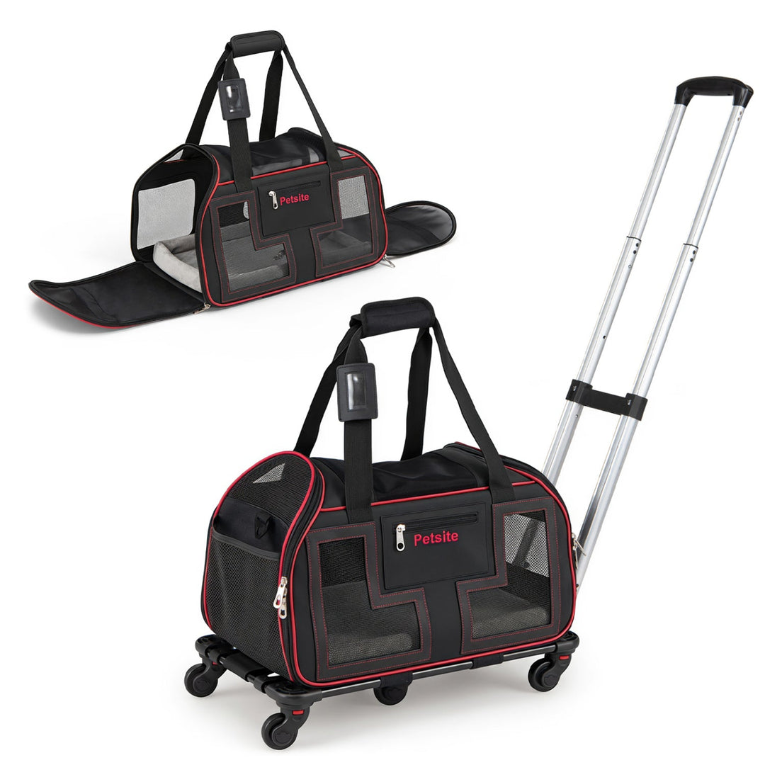 Rolling Pet Carrier with Wheels & Telescopic Handle