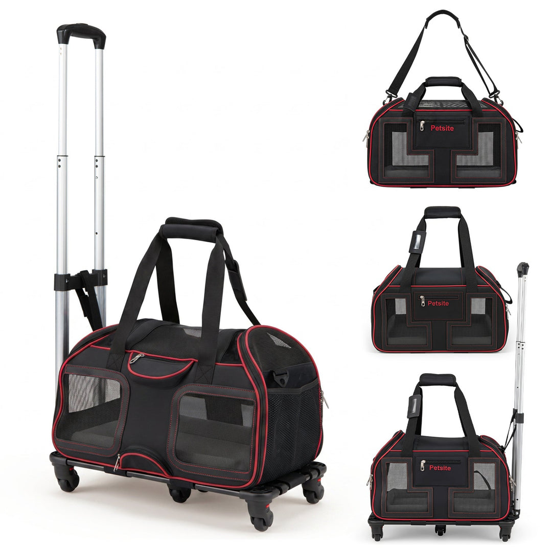 Rolling Pet Carrier with Wheels & Telescopic Handle