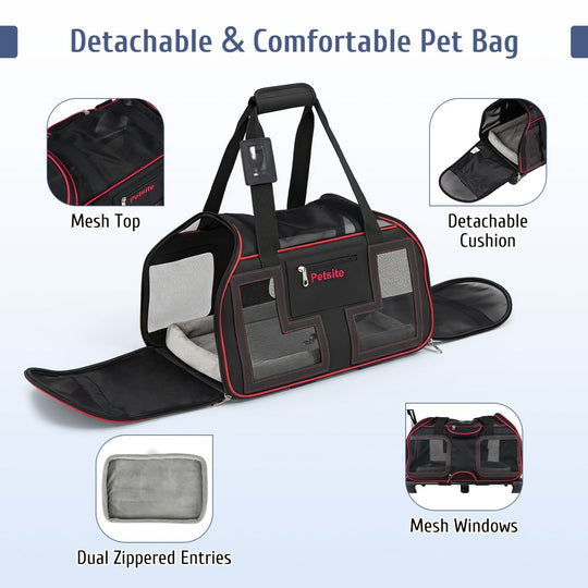 Rolling Pet Carrier with Wheels & Telescopic Handle