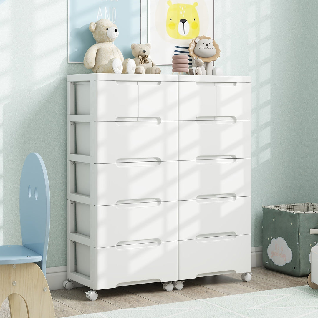 6-Drawer Rolling Storage Cabinet with Wheels - White