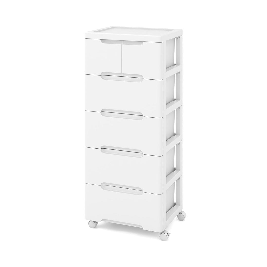 6-Drawer Rolling Storage Cabinet with Wheels - White