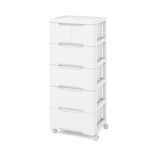 6-Drawer Rolling Storage Cabinet with Wheels - White