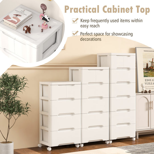6-Drawer Rolling Storage Cabinet with Wheels - White