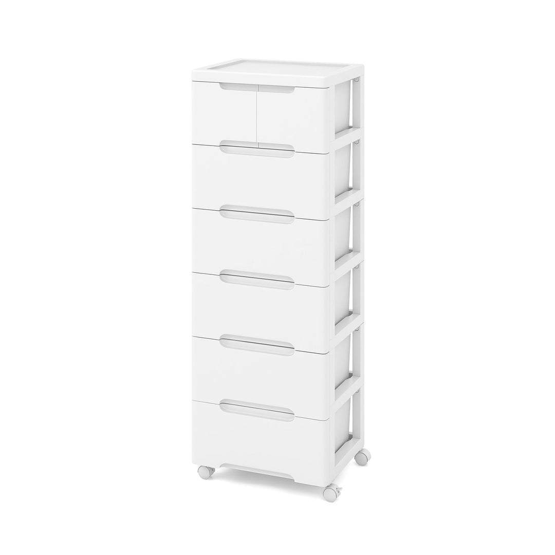 6-Drawer Rolling Storage Cabinet with Wheels - White