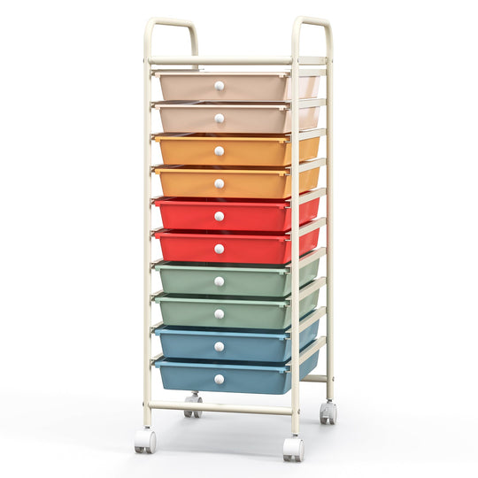 10 Drawer Rolling Storage Cart Organizer with 4 Universal Casters