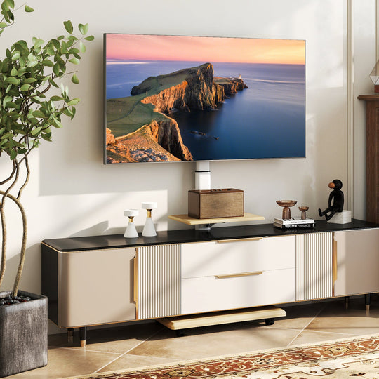 Rolling TV Stand on Wheels Mobile TV Cart for 32-75 Inch TVs Portable AV Cart