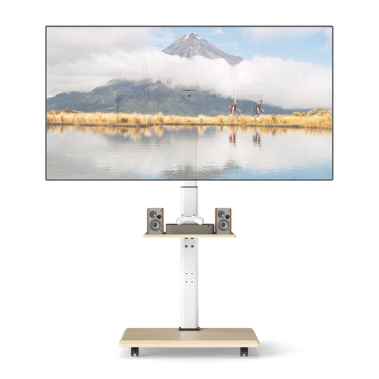Rolling TV Stand on Wheels Mobile TV Cart for 32-75 Inch TVs Portable AV Cart