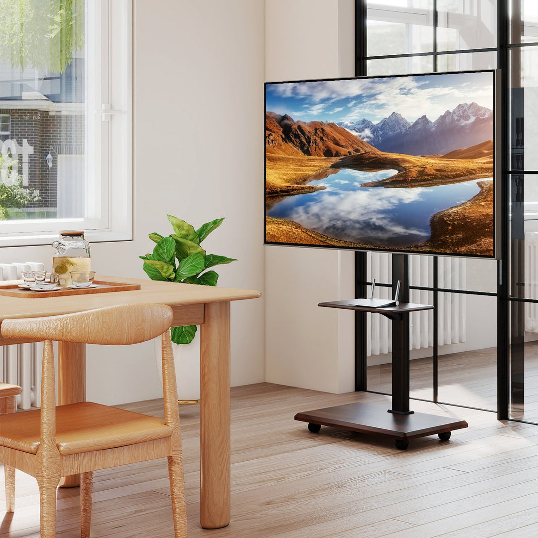 Rolling TV Stand on Wheels Mobile TV Cart for 32-75 Inch TVs Portable AV Cart