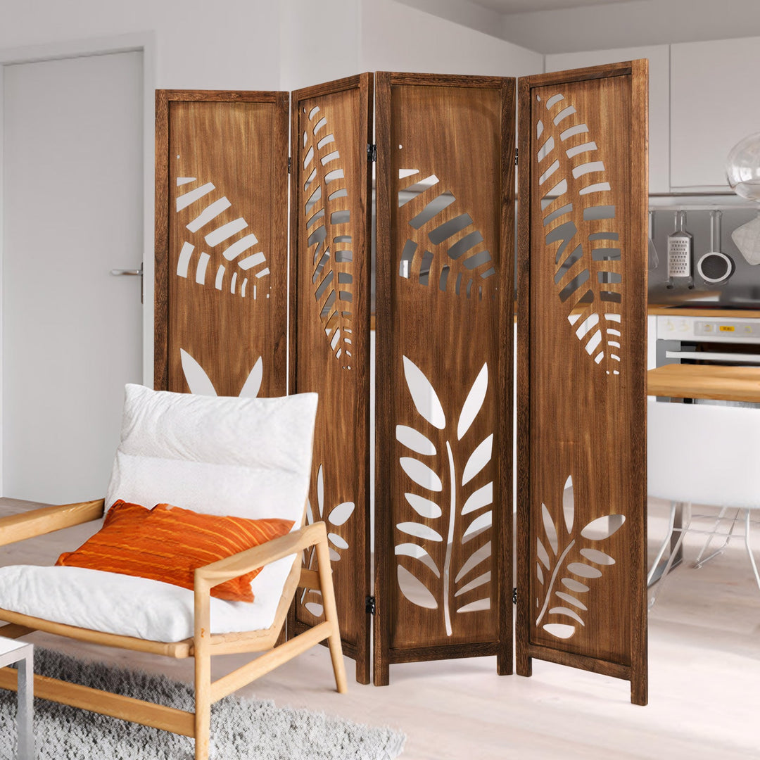 Room Divider 5.6 FT Folding Partition Stand with Double Action Metal Hinges