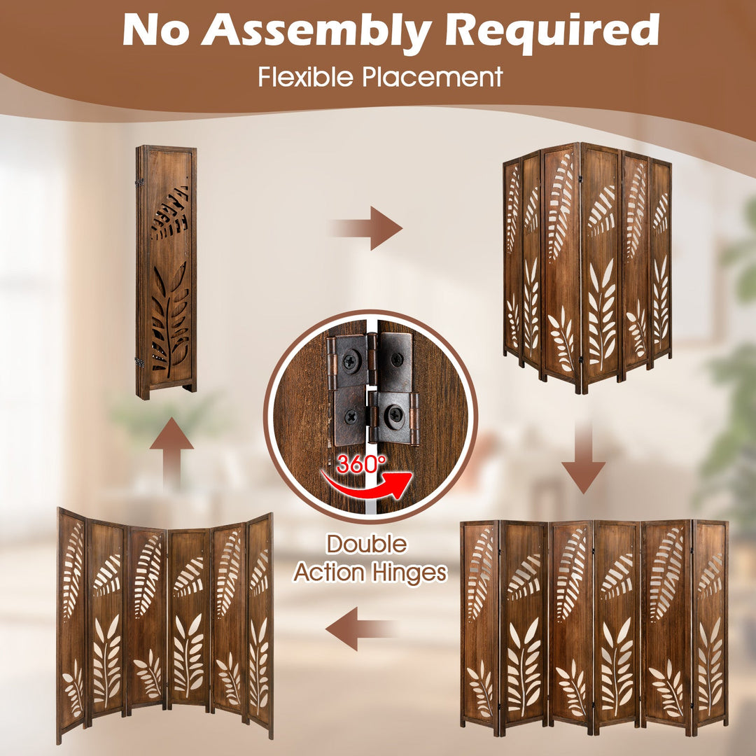 Room Divider 5.6 FT Folding Partition Stand with Double Action Metal Hinges