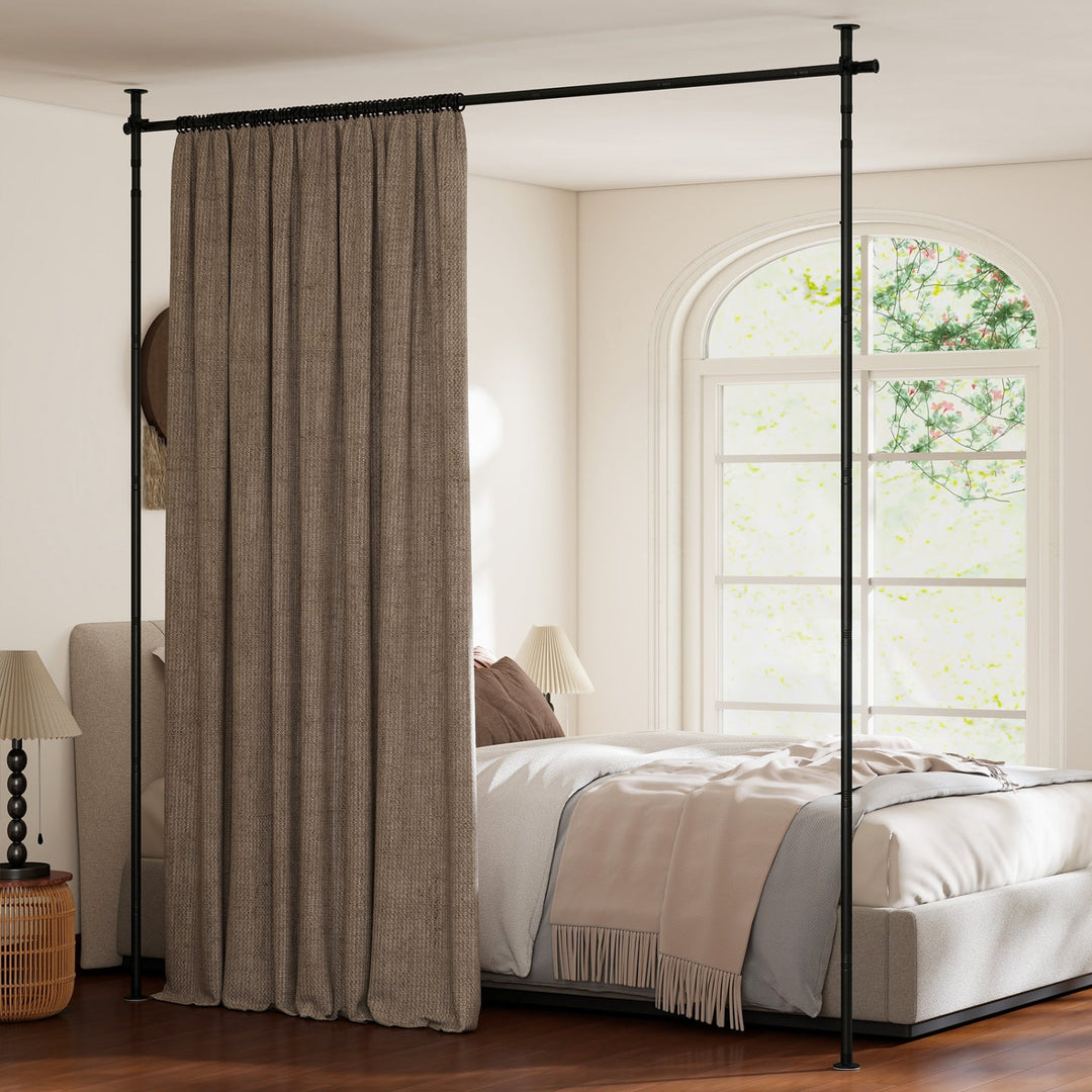 Room Divider Curtain Rod with Adjustable Floor to Ceiling Tension Rod No Drilling Required