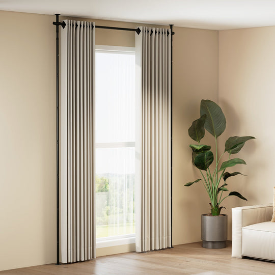 Room Divider Curtain Rod with Adjustable Floor to Ceiling Tension Rod No Drilling Required