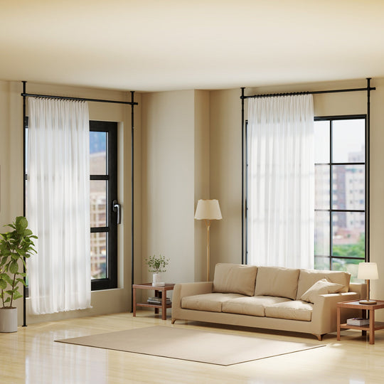 Room Divider Curtain Rod with Adjustable Floor to Ceiling Tension Rod No Drilling Required