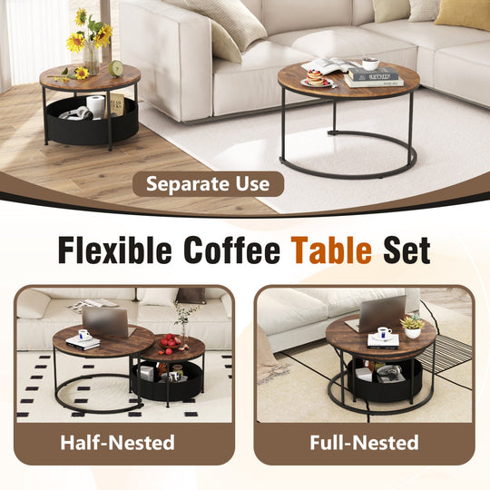 Round Coffee Table Set of 2