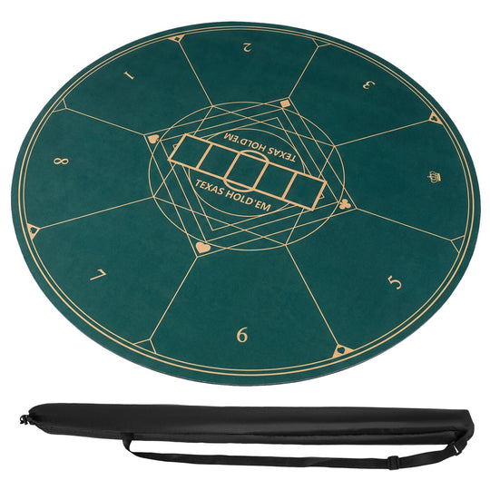 Round Poker Mat for Texas Hold'em 40 inch Portable Foldable Anti-Slip Rubber Base Table Layout