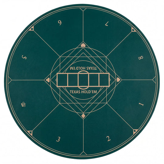 Round Poker Mat for Texas Hold'em 40 inch Portable Foldable Anti-Slip Rubber Base Table Layout