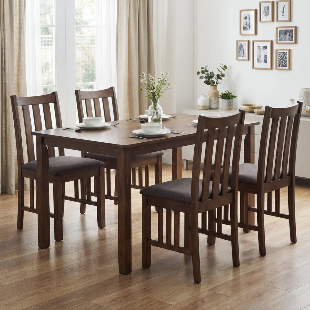Rubber Wood Dining Chairs Side Chairs Set of 4 with Slat Back